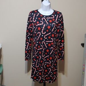 Festive Candy Cane and Star Print Dress